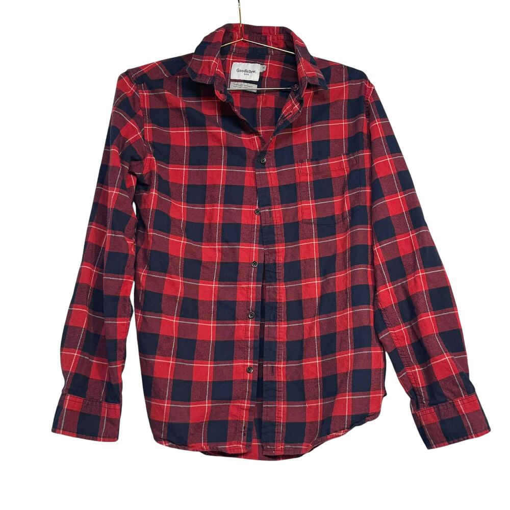 Men's Red Black Plaid Flannel Goodfellow Size Med